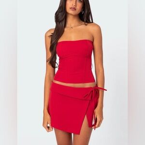 Edikted Lena Low Rise Asymmetric Miniskirt - S